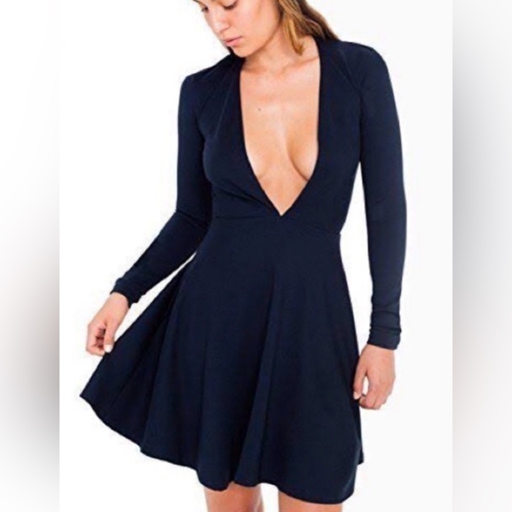 American Apparel Dress XS Deep Navy Velvet